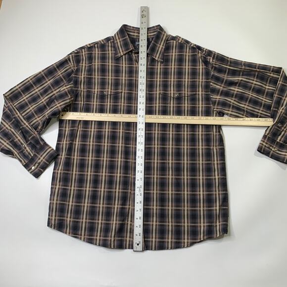 Panhandle Shirt Mens L Large Pearl Snap Buttons Plaid Long Sleeve Pocket Western - Picture 5 of 8